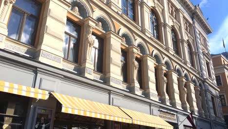 A-shot-focus-on-a-classic-building-facade-in-Riga,-Latvia