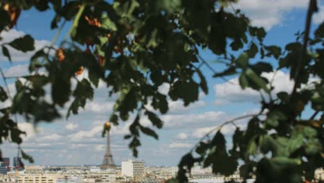 Paris-summer-skyline,-the-Eiffel-Tower