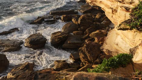 Rock-Cliff-And-Strong-Waves-In-Coogee-Beach-After-Its-Temporary-Closure-Mandated-By-The-Government