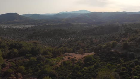 Luftaufnahme:-Mediterrane-Landschaft-Mit-Olivenbäumen-Und-Bergen-Auf-Der-Insel-Rhodos