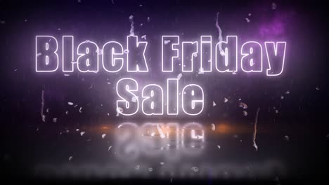 „Black-Friday-Sale“-Neonlichtschild,-Das-Durch-Einen-Sturm-Mit-Flackernden-Lichtern-Sichtbar-Wird