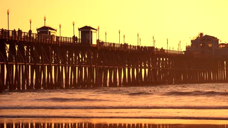 Oceanside-Pier-at-sunset,-Oceanside,-California