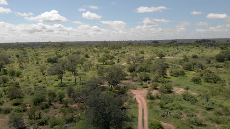 Aerial-shot-of-safari-vehicle-approaching-lodge-at-Timbavati-Game-Reserve
