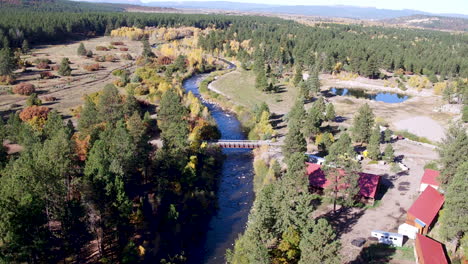 Drone-shot-of-river-and-forest-in-New-Mexico