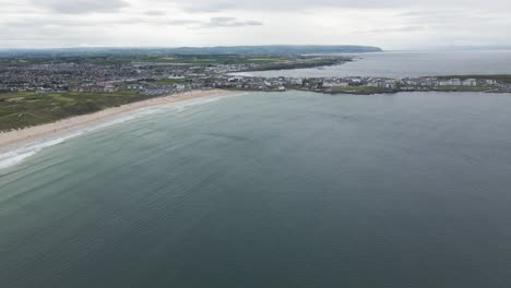 Calm-tidal-waters-of-Portrush-Whiterocks-beach-Ireland-aerial
