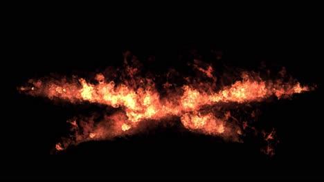 Flamethrowers-fire-effect,-shooting-from-both-sides-of-screen-on-black-background-visual-effects-3D-animation
