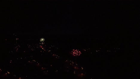 Drone-approaching-widespread-firework-use-in-Clarksville,-Tennessee