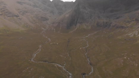 Panoramic-drone-shot-of-fairy-pools-highlands-in-isle-of-skye-scotland