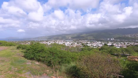 View-at-Kai-settlement-from-top-of-small-hill-at-Hawaiian-island-Oahu