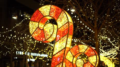 Giant-ornamental-LED-Christmas-"Candy-Cane"-at-Landsdowne-Park,-in-Ottawa,-Canada-in-slow-motion