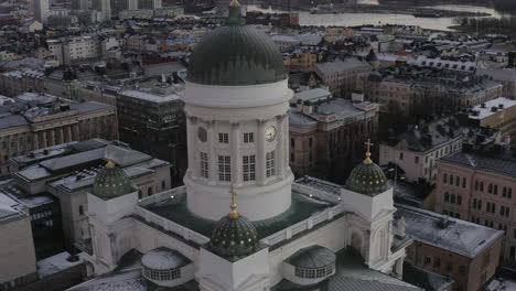 Drone-aerial-view-of-Helsinki-Cathedral.-Flying-back