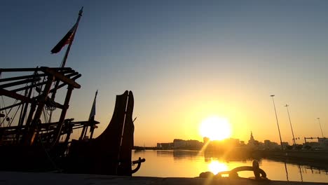 It-is-beautiful-to-enjoy-sunrise-in-Corniche-Doha,-Qatar