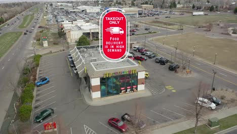 Takeout-only-Motion-Graphic-displayed-on-top-of-aerial-footage-of-Mcdonald's