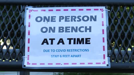One-Person-Per-Bench-Sign-Close-Up-Benches-Covid-19-Social-Distancing
