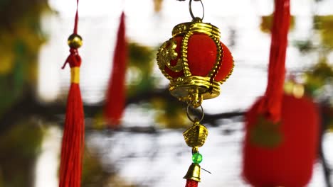 Close-up-of-Asian-lantern-ornament-hanging-from-ceiling-of-establishment