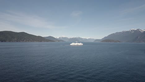 Aerial-view-of-a-vessel-from-British-Columbia-Ferry-Services-in-Vancouver,-Canada