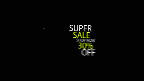 Schwarzer-Bildschirm,-Animations-Superverkauf-Dreißig-Prozent