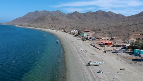 Aerial-video-flying-over-a-rocky-beach-at-Magdelena-Bay-in-Baja-California-Sur-Mexico