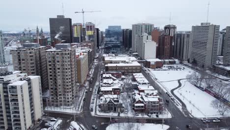 Drone-view-of-snow-covered-Ottawa-skyline