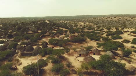 Aerial-View-Over-Tharparkar-With-Rural-Huts-On-The-Ground