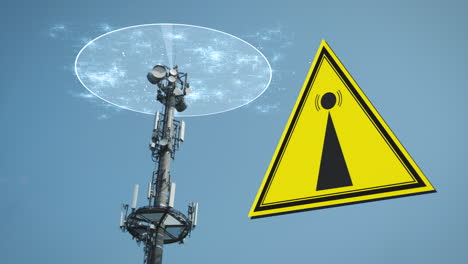 EMF-Warning-Sign-5G-6G-Communication-Tower,-Health-risks