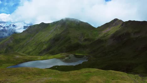 Drone-view-of-a-mountain-lake-in-the-Pyrenees-during-summer