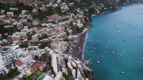 Luxusferienvillen-In-Positano,-Amalfiküste,-Italien,-Luftaufnahme