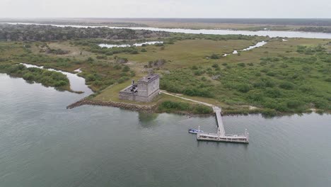 Drone-shot-of-Fort-Matanzas-National-Monument,-St