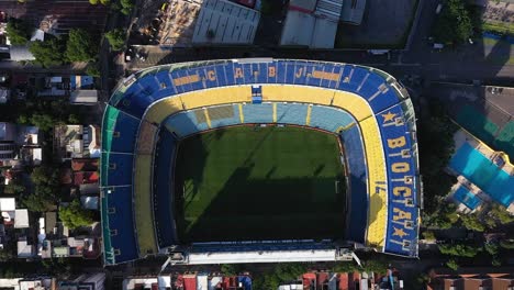 Top-View-Of-La-Bombonera-Stadium-Showcasing-Its-Unusual-Shape-In-La-Boca,-Buenos-Aires,-Argentina
