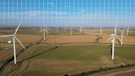 Moderne-Windkraftanlagen-überlagern-Das-Technologie-Gitternetz-Und-Liefern-Informationen-über-Die-Energieproduktion-Und-Den-Verbrauch