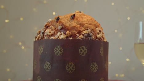 Traditional-Italian-Panettone-and-champagne.-Close-up-panning-shot