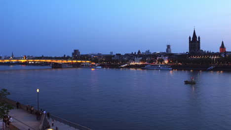 Timelapse-with-nice-Camera-panning-over-the-rhine-river-in-cologne