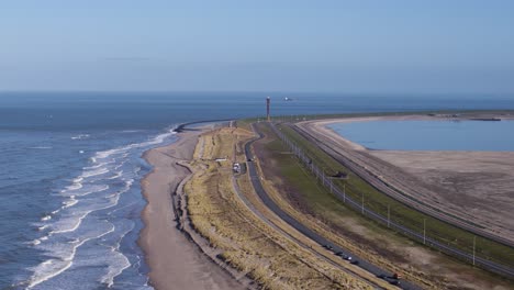 Künstliche-Sanddünen-Schützen-Den-Hafen-Von-Rotterdam-Vor-Küstenerosion-–-Luftaufnahme