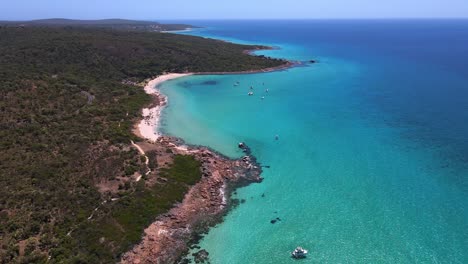 Aerial-drone-footage-of-Meelup-beach-during-a-hot-summers-day-in-Western-Australia