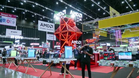 AMD-showing-technology-in-Commart-Thailand-2022-computer-event-at-Bitec-Bangna-Bangkok,-Thailand