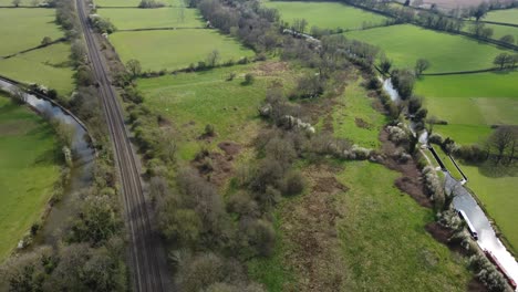 Kingswood-Junction-Canal-Railroad-M40-Motorway-Lapworth-Link-Aerial-View-Warwickshire-Spring-Season