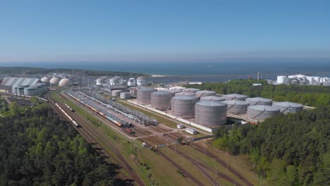 Aerial-view-off-,,Klaipedos-nafta''-oil-terminal-with-wagon-filling-station-in-the-port-area