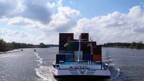 Container-Ship-Of-Crigee-Travels-Through-Oude-Maas-River-During-Daytime-wide-shot