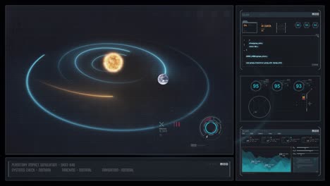 Digitalanzeige-Sci-Fi-HUD-–-Holographisches-Sonnensystem-Mit-Asteroideneinschlag