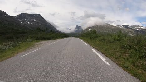 POV-Time-Lapse-View-Of-Mountain,-Valley,-And-Fjord-Landscape-In-Norway