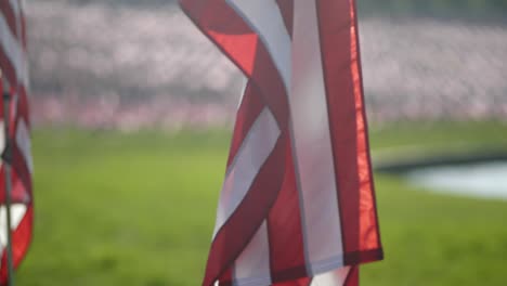 Gently-blowing-United-States-flag-honors-fallen-soldier-on-Memorial-Day