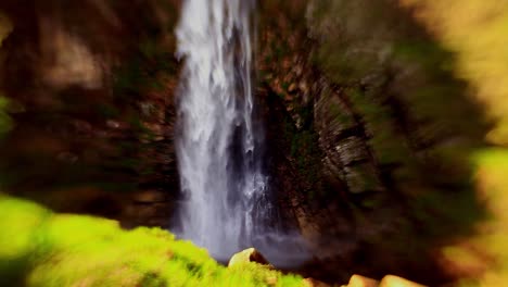 Tilt-shift-view-of-a-tropical-waterfall-in-paradise