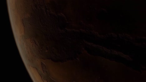 Sobre-El-Planeta-Rojo-Marte,-Podemos-Ver-Los-Valles-Marineris-Desde-Una-órbita-Alta.