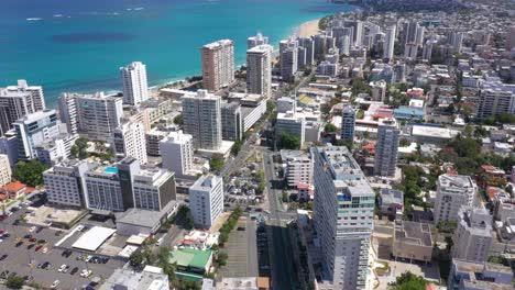 Condado-San-Juan-Puerto-Rico-Drohnenaufnahme-Mit-Einem-Sonny-Day-Und-Dem-Strand