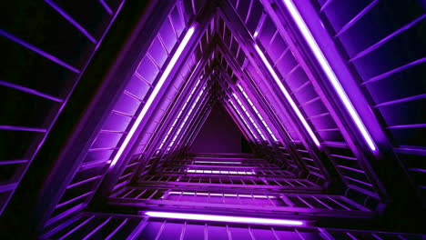 3D-Rendering-Abstrakter-Violetter-Neonlichtkunst,-Sich-Wiederholender-Dunkler-Hintergrund,-Sanftes-Vergrößern,-Kreative-Grafische-Digitale-Bunte-Neonkunst,-Laserreflexionsglühen,-Futuristische-Bewegungsgrafiken