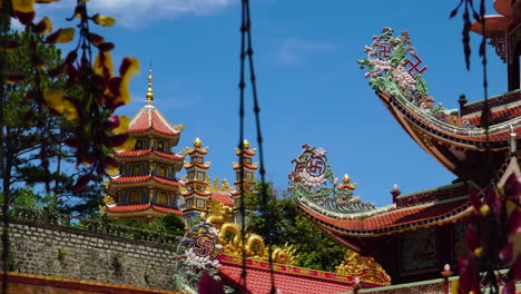 Ornamental-roofs-of-Giac-Nguyen-Buddhist-temple-in-Lam-Dong,-Vietnam