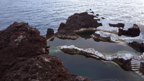 Natural-And-Empty-Swimming-Pool-With-Seascape-During-COVID-19-Pandemic-In-Doca-do-Cavacas,-Funchal,-Madeira-Island,-Portugal