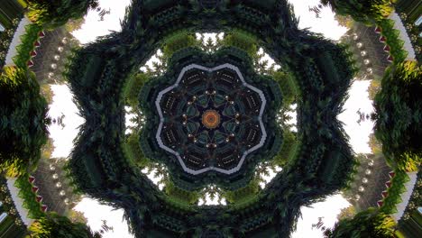 Colourful-symmetric-patterns-botanical-kaleidoscope-mandala-geometry-wallpaper---Multicoloured-fractal-animation-tribal-vector-illustration