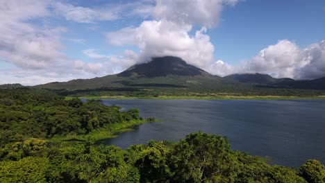 Long-video-of-Arenal-volcano-behind-Costa-Rica's-largest-man-made-lake