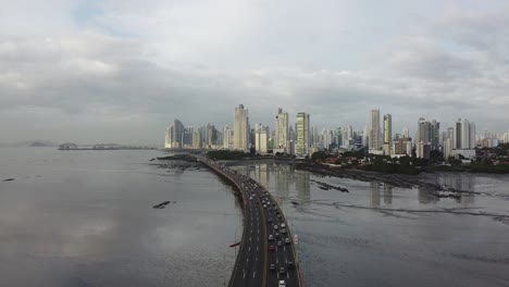Unique-aerial-angle-of-Pan-American-Highway-over-Panama-tidal-mud-flat
